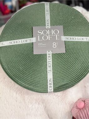 Green Woven Round Placemat - Set of 8